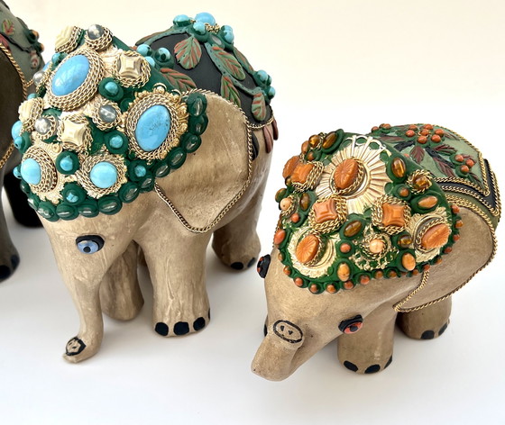 Image 1 of Four handmade elephant figurines – Brazil – folk art – 20th century