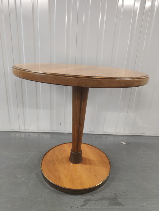 Streamline Art Deco Round Two-Tone Coffee Table Table à café ronde