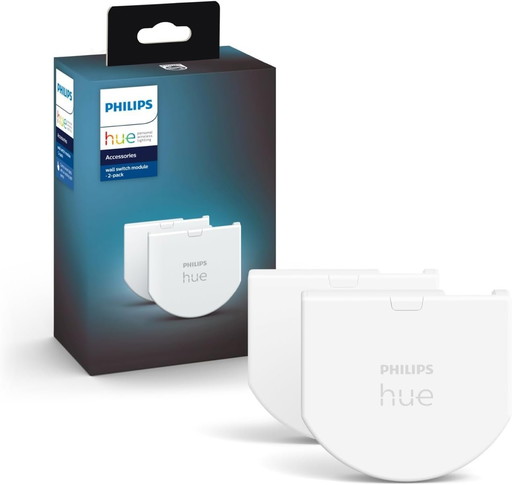 Philips Hue Module d'interrupteur mural, Pack de 2, Blanc, fonctionne avec Alexa, Google Assistant et Apple Homekit (L'emballage