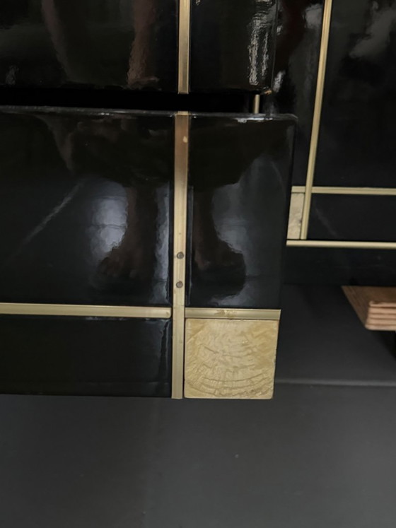 Pierre Cardin Sideboard With Brass Black Lacquered Shell Inlays, 1980 – Wood (photo 22 of 64)