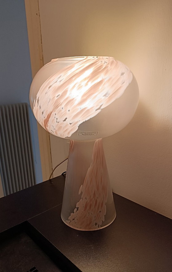 Image 1 of MURANO Vintage Pink Swirl Glass Table Lamp - Mid-Century - Made in Italy - Perfect