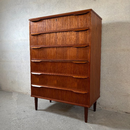 Ladekast Deens Teak met 6 Laden — vintage