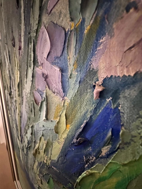 Painting with irises, oil on canvas, Paintings & Drawings, Wood, Green, Impressionisme (photo 4 of 5)