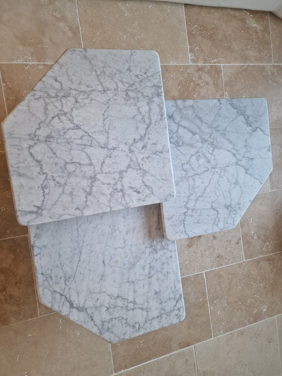 Image 1 of Italian marble coffee table, Carrara marble, nesting tables, vintage Italian design, 1970s coffee table, mid-century Vintage