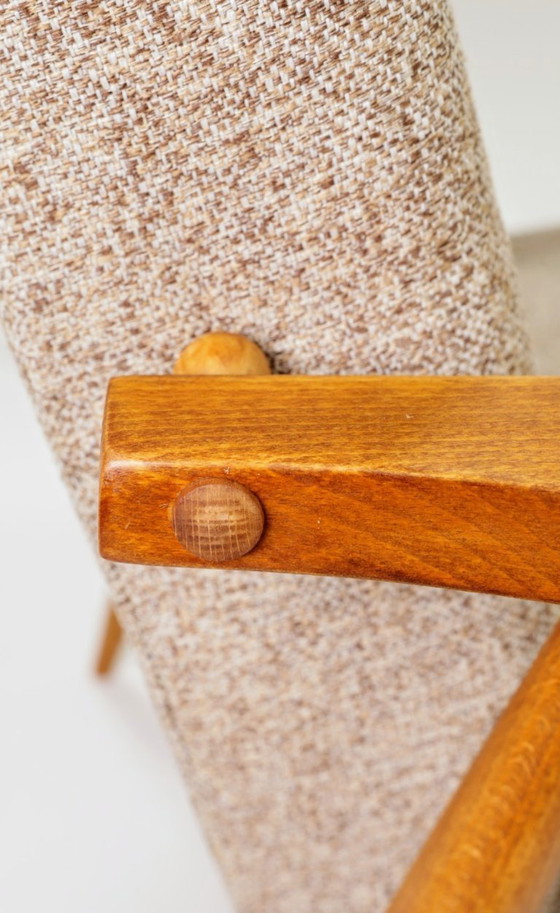 Image 1 of Vintage fauteuil etnische stijl beige granola bekleding stof ontwerp van H.Lis