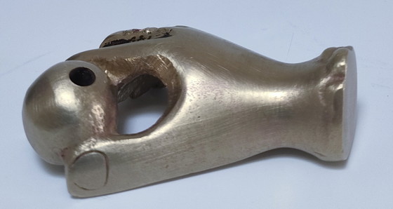 Image 1 of Fermacarte a mano in bronzo, portapenne vintage