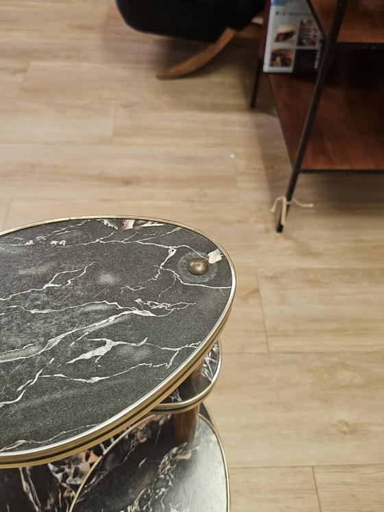 Vintage Plant Table Side Table Small Table Marble – Wood (photo 7 of 10)