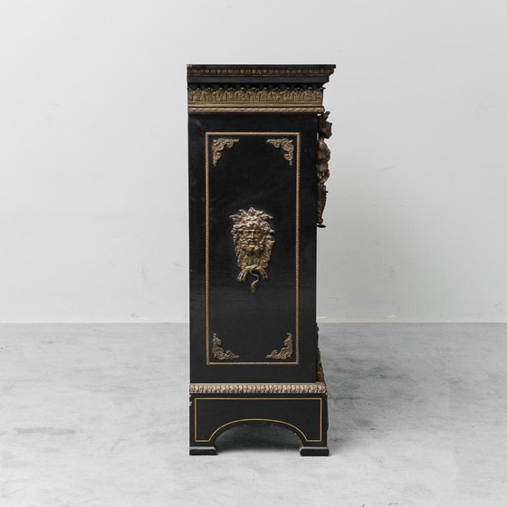 Image 1 of VINTAGE FRENCH RENAISSANCE STYLE BOULLE SIDEBOARD HAND PAINTED 19TH CENTURY