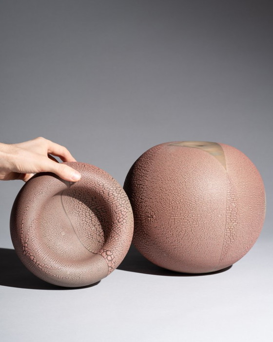 Image 1 of Artist Ceramist Mario Enke Studiokeramik German Studio Ceramic Vase & Bowls Trio East German Art Pottery