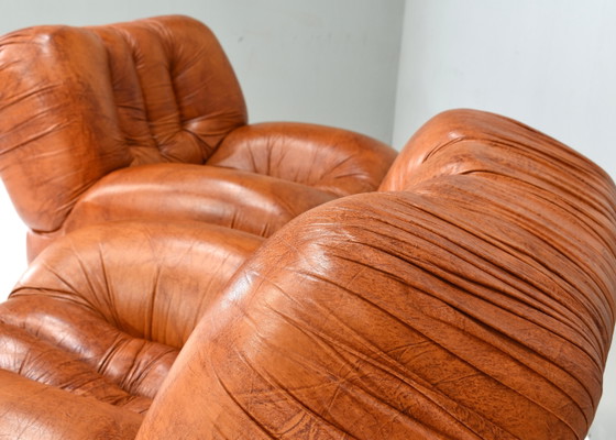 Fauteuils Giuseppe Rossi di Albizzate en cuir, Italie, années 1970, Chaises & fauteuils, Marron (photo 17 sur 20)