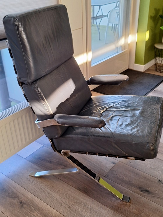 Vintage Chrome Relax Armchair – Adjustable recliner chair, Leather, Metal (photo 6 of 6)