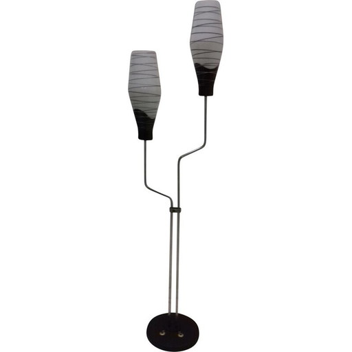 Vintage glazen en metalen vloerlamp van Lidokov Boskovice, Tsjecho-Slowakije 1960