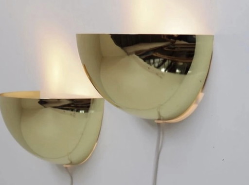 Paire d’Appliques Murales Dorées – Design Danois par Hagro – Années 70