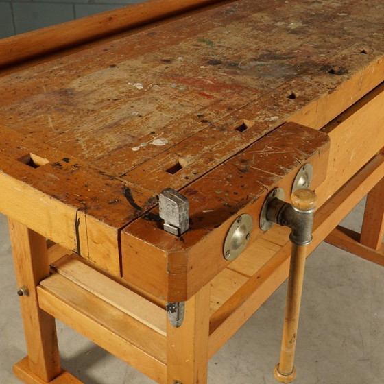 Image 1 of Vintage robust wooden workbench – 1960s/70s
