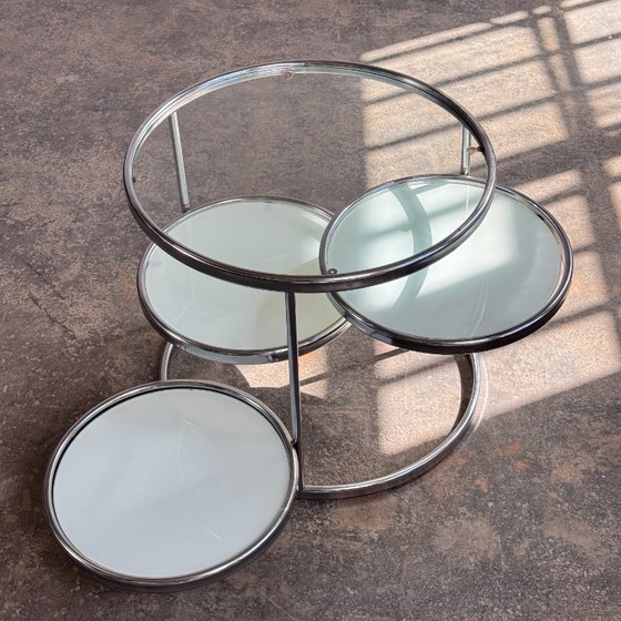 Image 1 of Milo Baughman Style Chrome and Glass Coffee Table, 1990