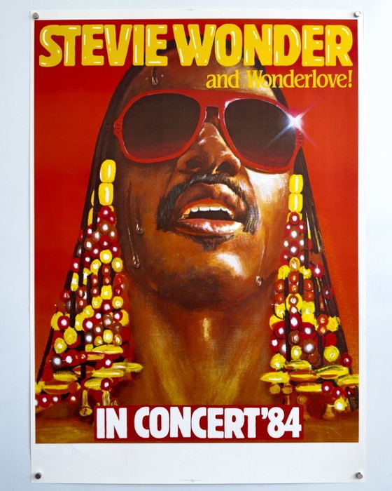 Image 1 of 🎵 Stevie Wonder and Wonderlove – 1984 – Original vintage A1 Pre‑venue printer’s blank for the 1984 tour | 86 x 61 cm