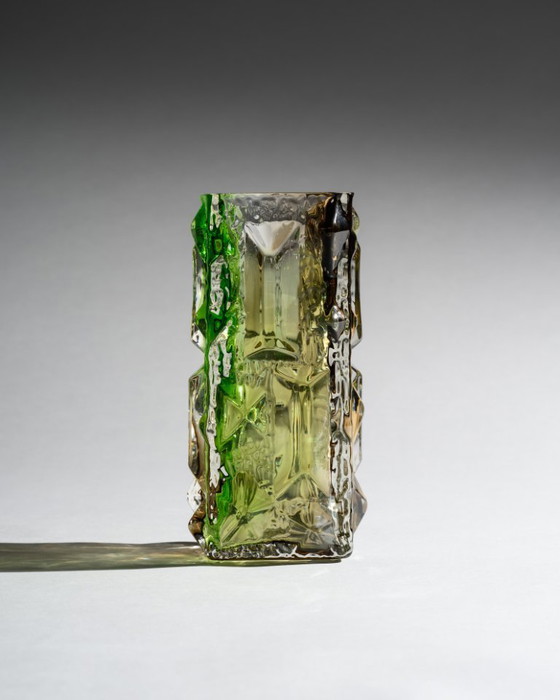 Image 1 of Czech Brutalist Glass Vase Attributed to Vladislav Urban or Rudolf Jurnikl SKLO