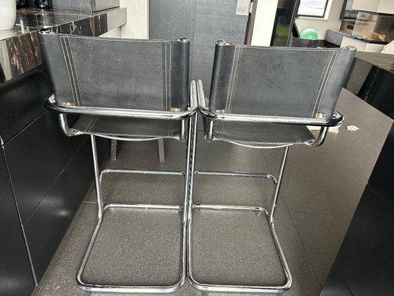 Image 1 of 2x sgabelli da bar Bauhaus (Mart Stam) - cantilever neri