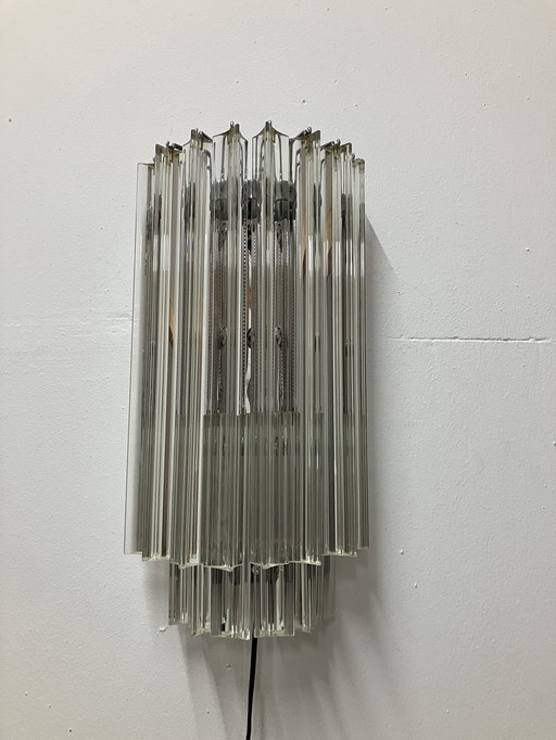 Vintage Triedri wandlamp Paolo Venini met 14 kristallen