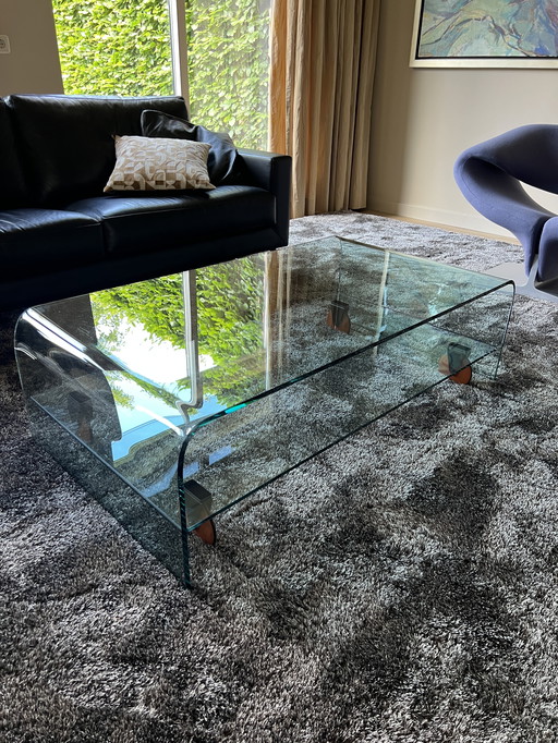 Table basse en verre Fiam Italia avec base mobile