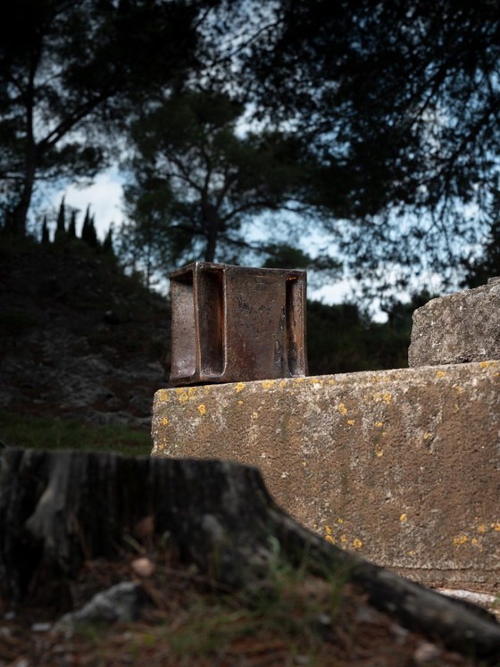 Image 1 of sculptural table lamp, "block" model