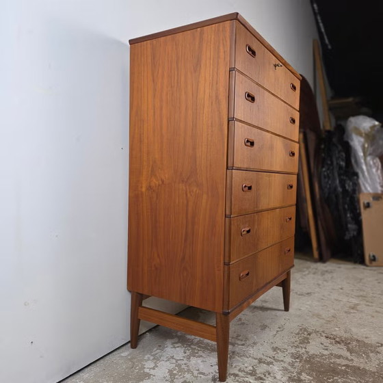 Vintage Danish chest of drawers, Omann Jun, 6 drawers, teak 1960s, Wood, Brown (photo 18 of 22)