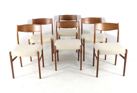 Set di 6 sedie da pranzo vintage Iversen per Glygnore, di Arne Wahl, nuove, imbottite. – Wood (photo 9 of 16)