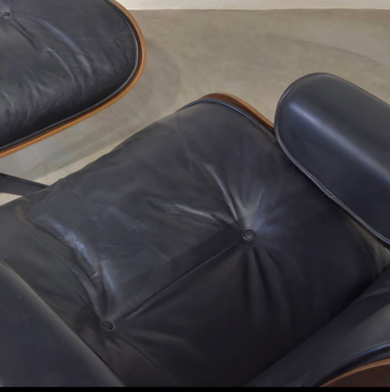 Image 1 of ICF, Herman Miller - Ray Eames, Charles Eames - Loungefauteuil met voetenbank - Model 670 & 671