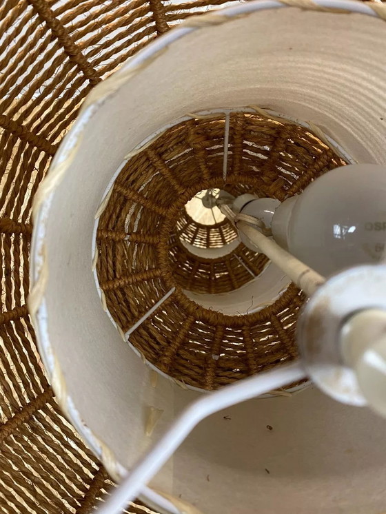 Image 1 of XL 60s 70s lamp lamp ball lamp raffia wickerwork space age design 60s