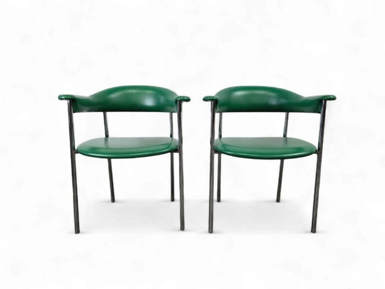 Image 1 of Ensemble de 2 chaises/fauteuils/méridiennes vintage vertes