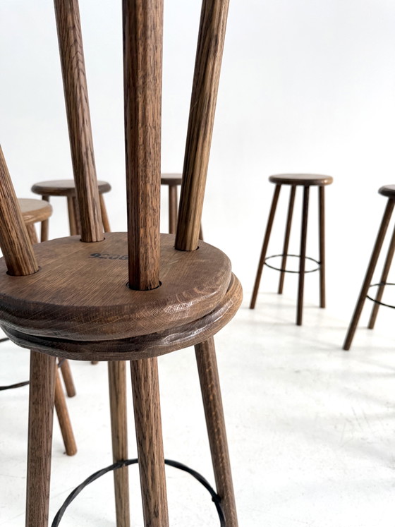 8x Brutalist Bar Stool ‘80s – Barstools, Cast Iron, Wood (photo 9 of 14)