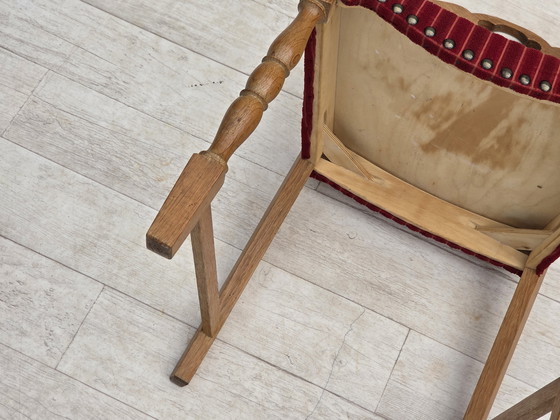 Image 1 of 1970 Set van 6 Deense eetkamerstoelen, originele staat, eikenhout, meubelwol