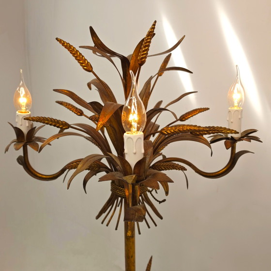 Image 1 of Lampada da terra Hans Kögl a forma di pannocchia anni '60, dorata, stile Coco Chanel metà secolo