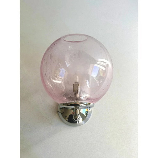 Sculpturale roze "Pulegoso" Murano glazen wandlampen — Set van twee