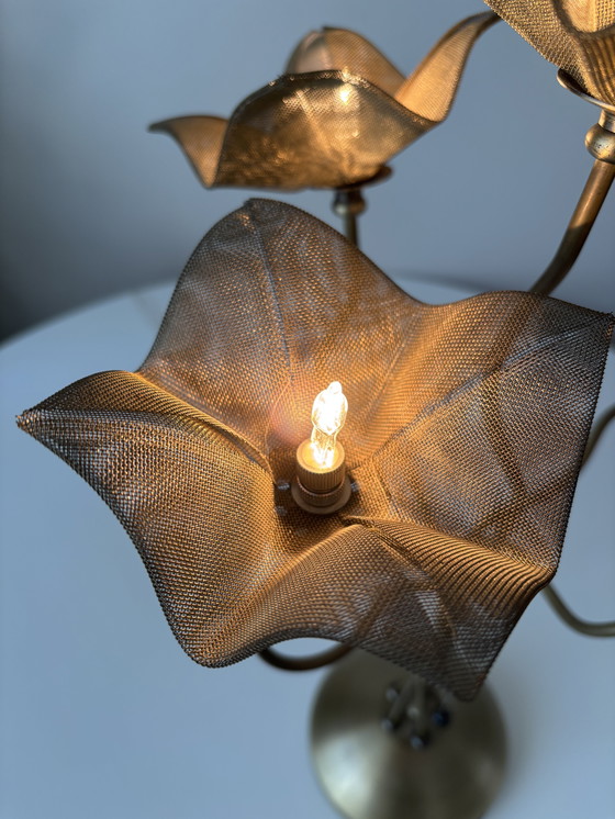 Image 1 of Lampe à fleurs de style Maison Jansen des années 1980 par Van De Heg - Hollywood Regency