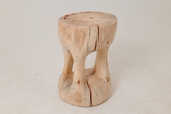 Image 1 of Sculptural Side Table, Stool, Solid Wood, Contemporary Design