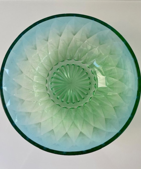 Image 1 of Glazen design schaal blauw groen verloop 23 cm