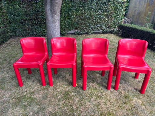 Juego de 4 sillas vintage Kartell modelo 4875 - Carlo Bartoli – eetkamerstoelen, Plastic (photo 2 of 8)
