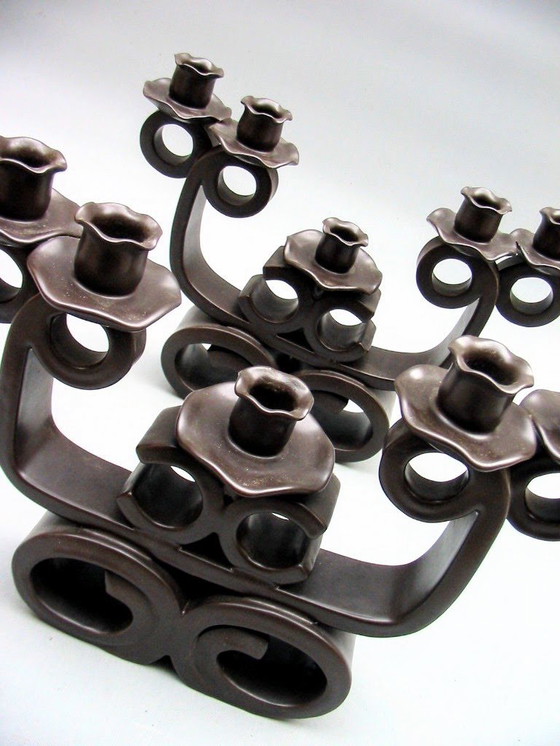 Image 1 of Zeldzame Set Monumentale Keramische Kandelaars van Louis Giraud , Vallauris - Frankrijk 1940-1950