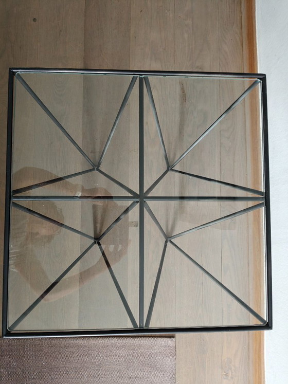 Image 1 of Vintage coffee table / side table in Paolo Piva style – glass & black steel