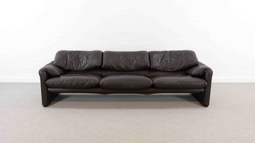 Cassina Maralunga Canapé 3 places en cuir par Vico Magistretti