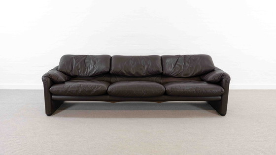Image 1 of Cassina Maralunga 3-Sitzer-Sofa aus Leder von Vico Magistretti