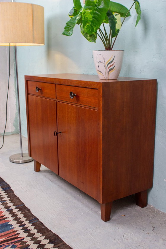 Image 1 of Vintage chest of drawers sideboard pattern ring teak nut mid century 60s