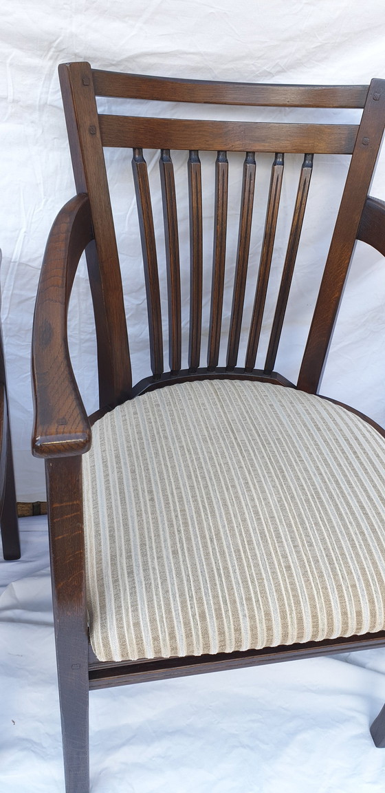 Image 1 of 4 eiken bannink Jugendstil eetkamer armstoelen 