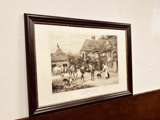 Print of an English hunting scene ''Morning call'' – Art, Glass, Paper (photo 2 of 5)