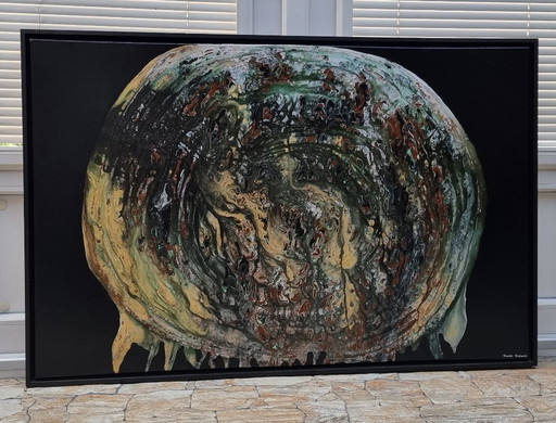 Frances Eckhardt - mysterieus abstract figuratief schilderij handgemaakt kunstwerkt 75x115 cm