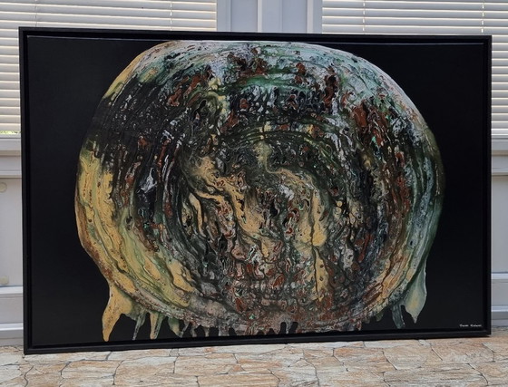 Image 1 of Frances Eckhardt - mysterieus abstract figuratief schilderij handgemaakt kunstwerkt 75x115 cm