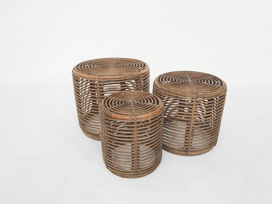 Image 1 of Juego de tres cestas o mesas auxiliares de manou attrb. a Tito Agnoli, Italia años 70