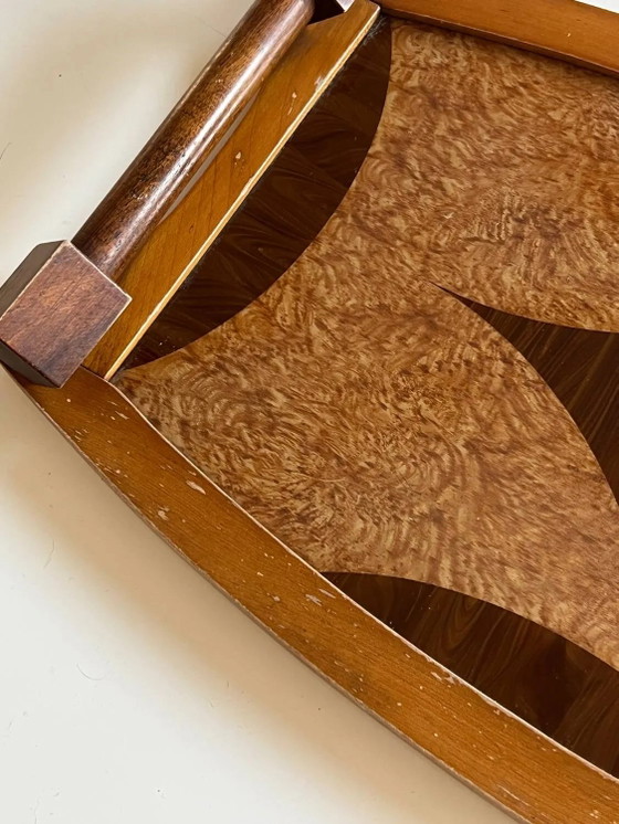 Vintage houten marqueterie dienblad - Art Deco, Tafelaccessoires, Bruin (foto 7 van 12)