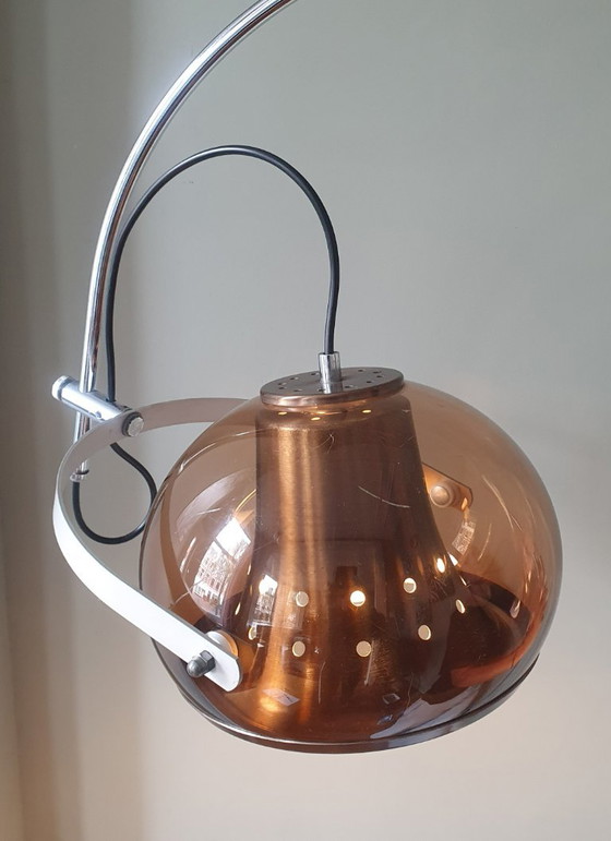 Vintage Dijkstra adjustable wall light, Space Age arc lamp, Dijkstra Lampen, Chrome, Metal, Brown (photo 4 of 15)